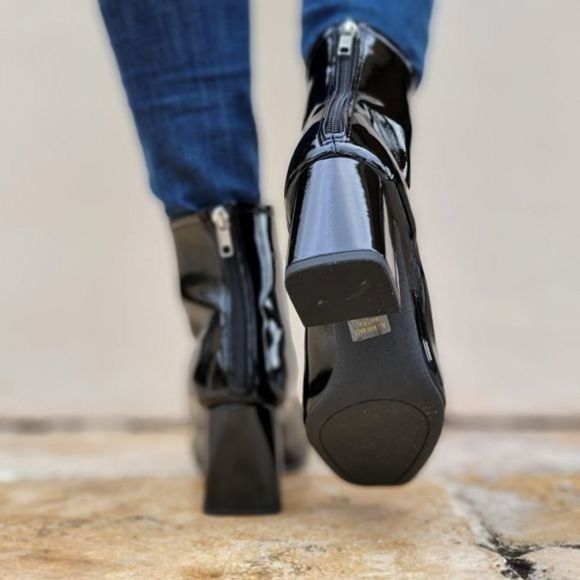 Women's Black PAT Ankle Square Toe Booties - Picture 7 of 7